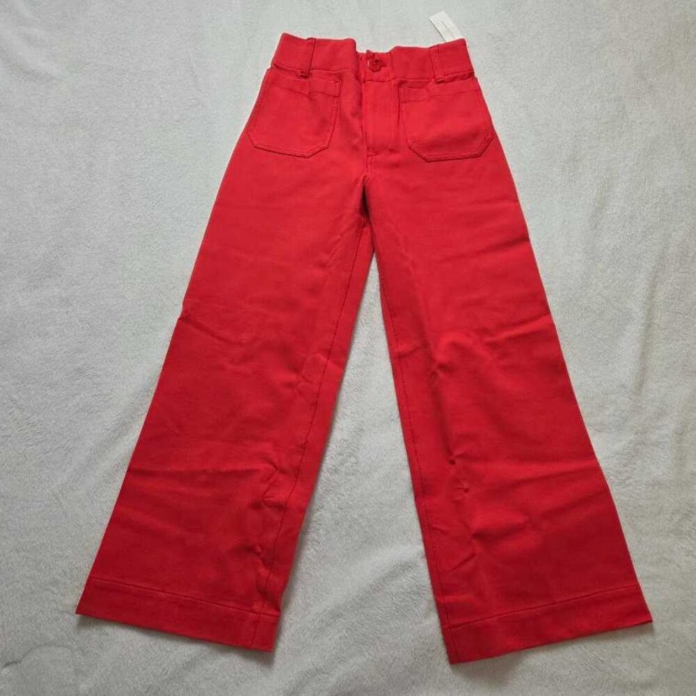 Wide-Leg Cropped Pants in Vibrant CORAL color NO TAGS